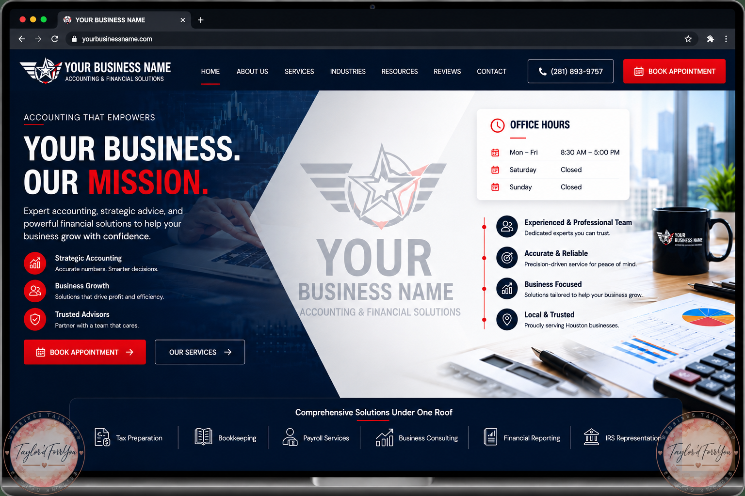 Taylor'dForrYouu website concept for an accounting and financial services firm